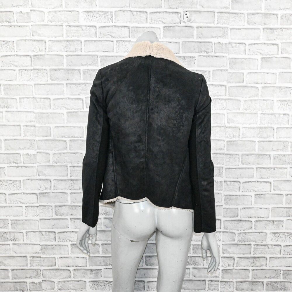The Kooples Faux Shearling Jacket sherpa lined in black sz Small - Picture 6 of 9